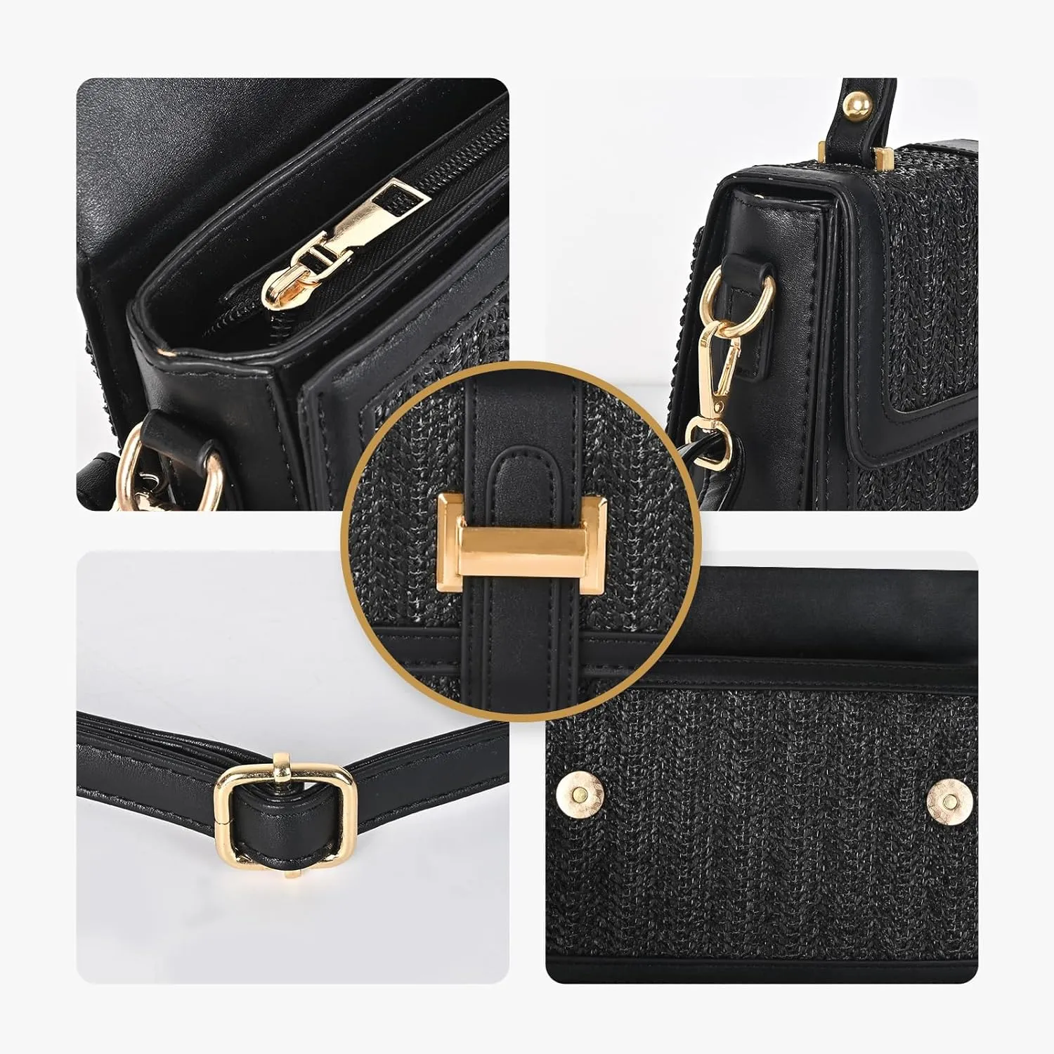 Straw Crossbody Bags for Women Summer Straw Clutch Bag Woven Beach Purse Vacation Handbags