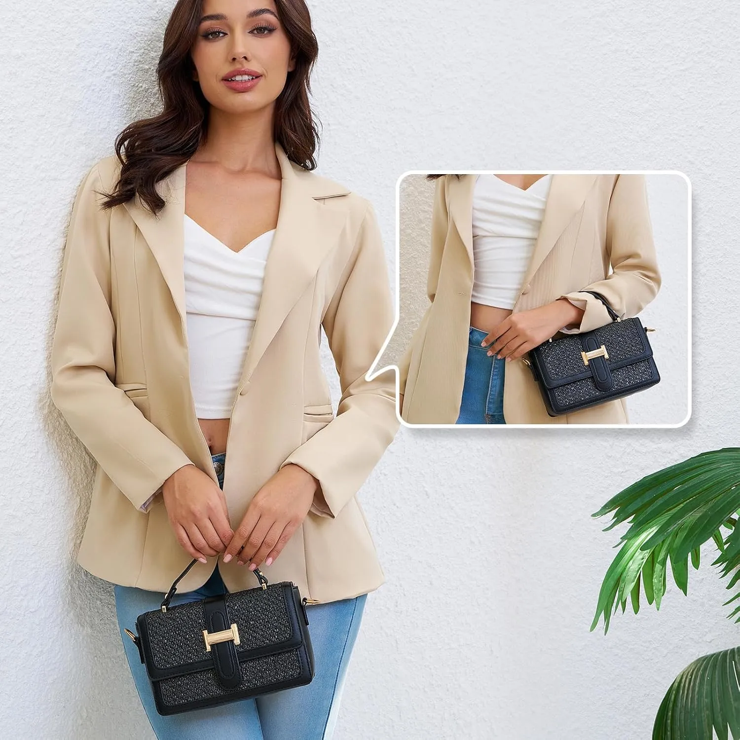 Straw Crossbody Bags for Women Summer Straw Clutch Bag Woven Beach Purse Vacation Handbags