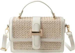 Straw Crossbody Bags for Women Summer Vacation Beach Bags Straw Purses Woven Handbags Shoulder Clutch Bag