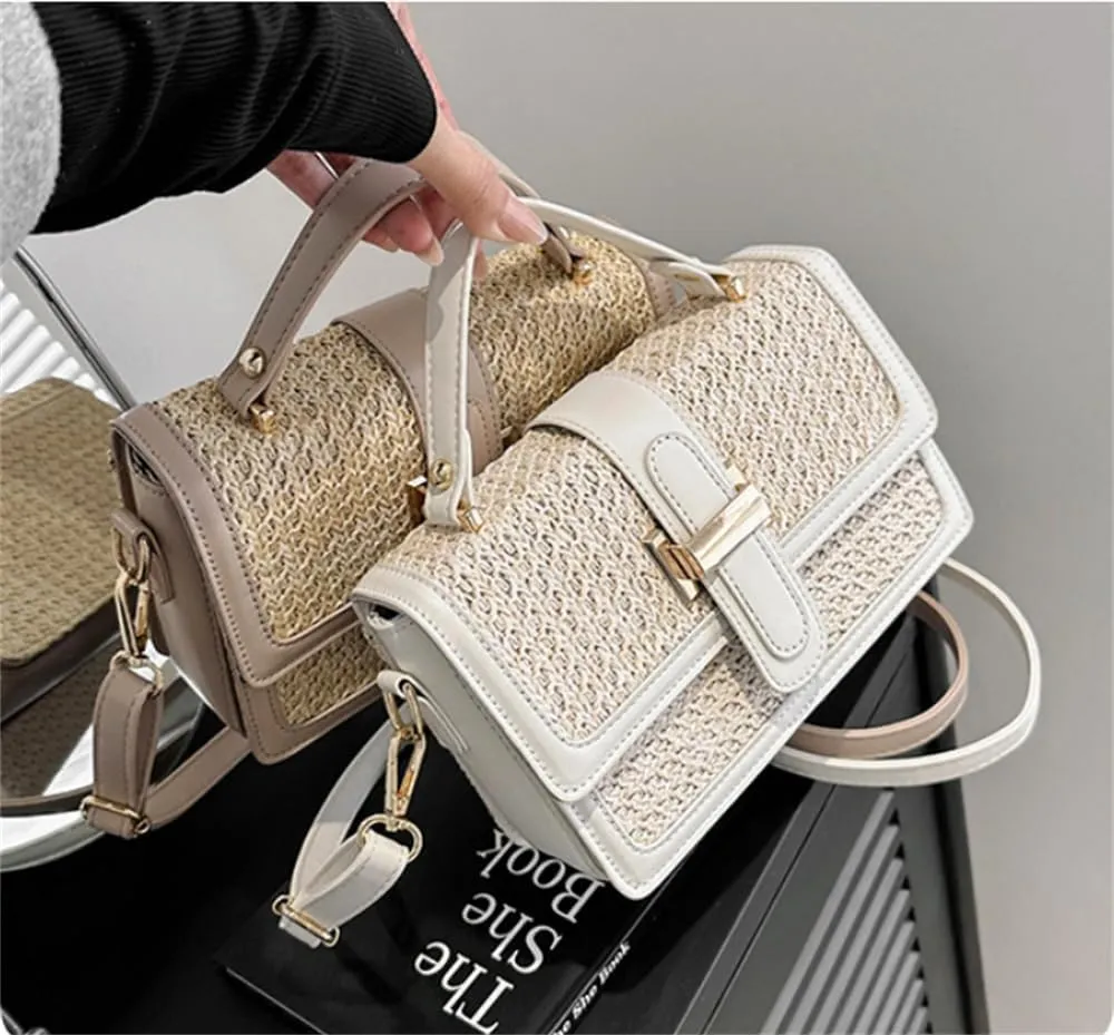 Straw Crossbody Bags for Women Summer Vacation Beach Bags Straw Purses Woven Handbags Shoulder Clutch Bag