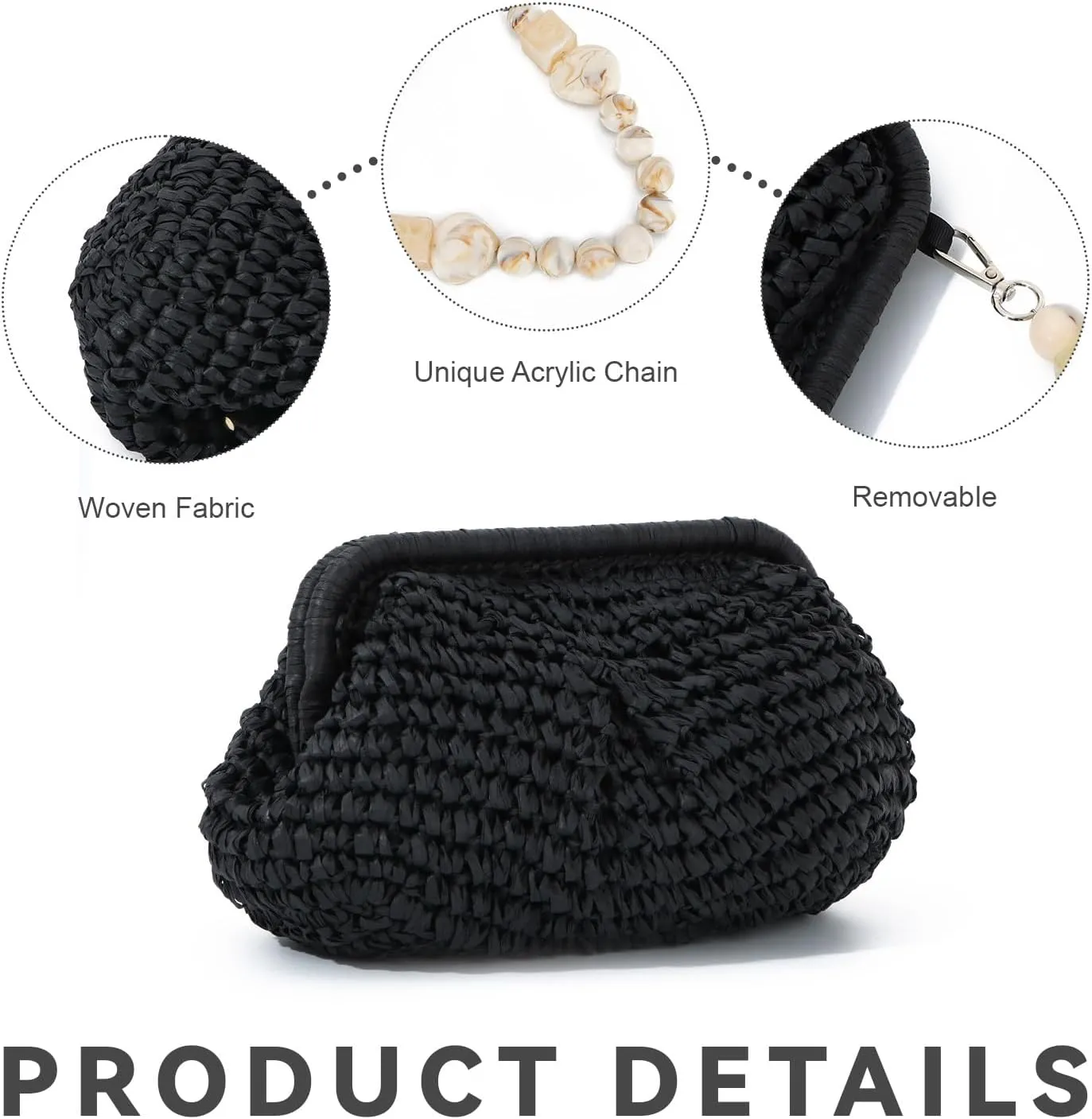 Straw Dumpling Clutch Bag - Woven Straw Tote Clutch Purse for Women - Summer Beach Bag - Wicker Clutch