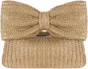 Straw Handbag for Women 2024, Woven Handbag, Summer Handmade Straw Purse, Straw Bag, Bow Straw Purses for Party Wedding Vacation., Yellow