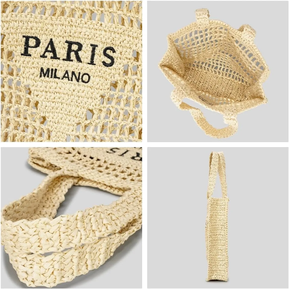 Straw Mesh Crochet Tote Bag for Women - Beach Bag with Woven Design