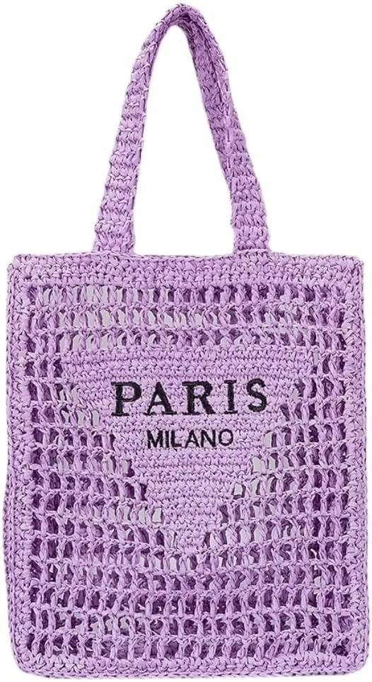 Straw Mesh Crochet Tote Bag for Women - Beach Bag with Woven Design