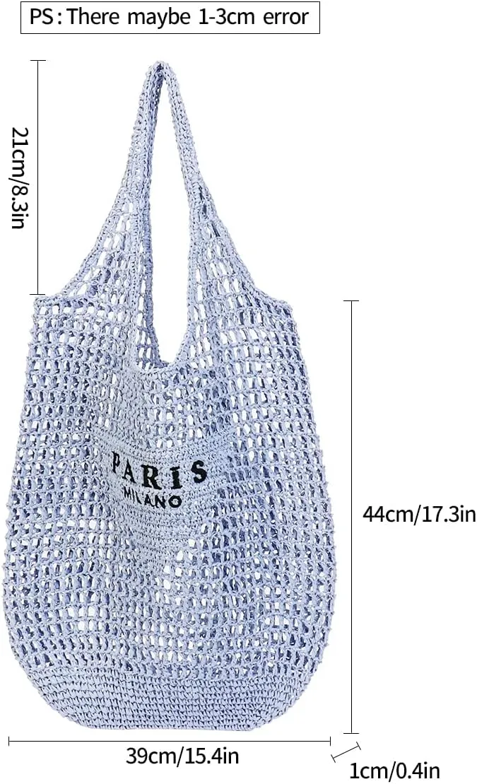 Straw Mesh Tote Bag for Women 2023 New Mesh Hollow Woven Beach Bag Large Travel Shoulder Handbags Hobo Bag