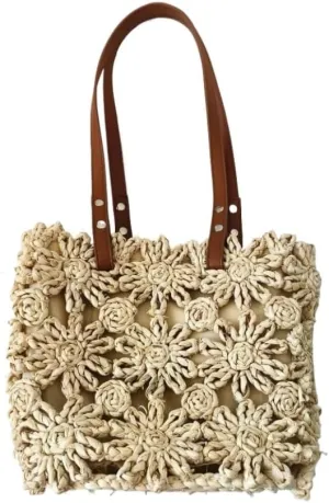 Straw Purse New Hand-woven Straw Bag Hollow Bucket Bag Corn Husk Braid Sewn Handbag In Stock Straw Purses