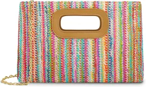 Straw Purse Top Handle Clutch Bag, Woven Beach Shoulder Crossbody Bag Raffia Handbag Raffia Summer Vacation Tote
