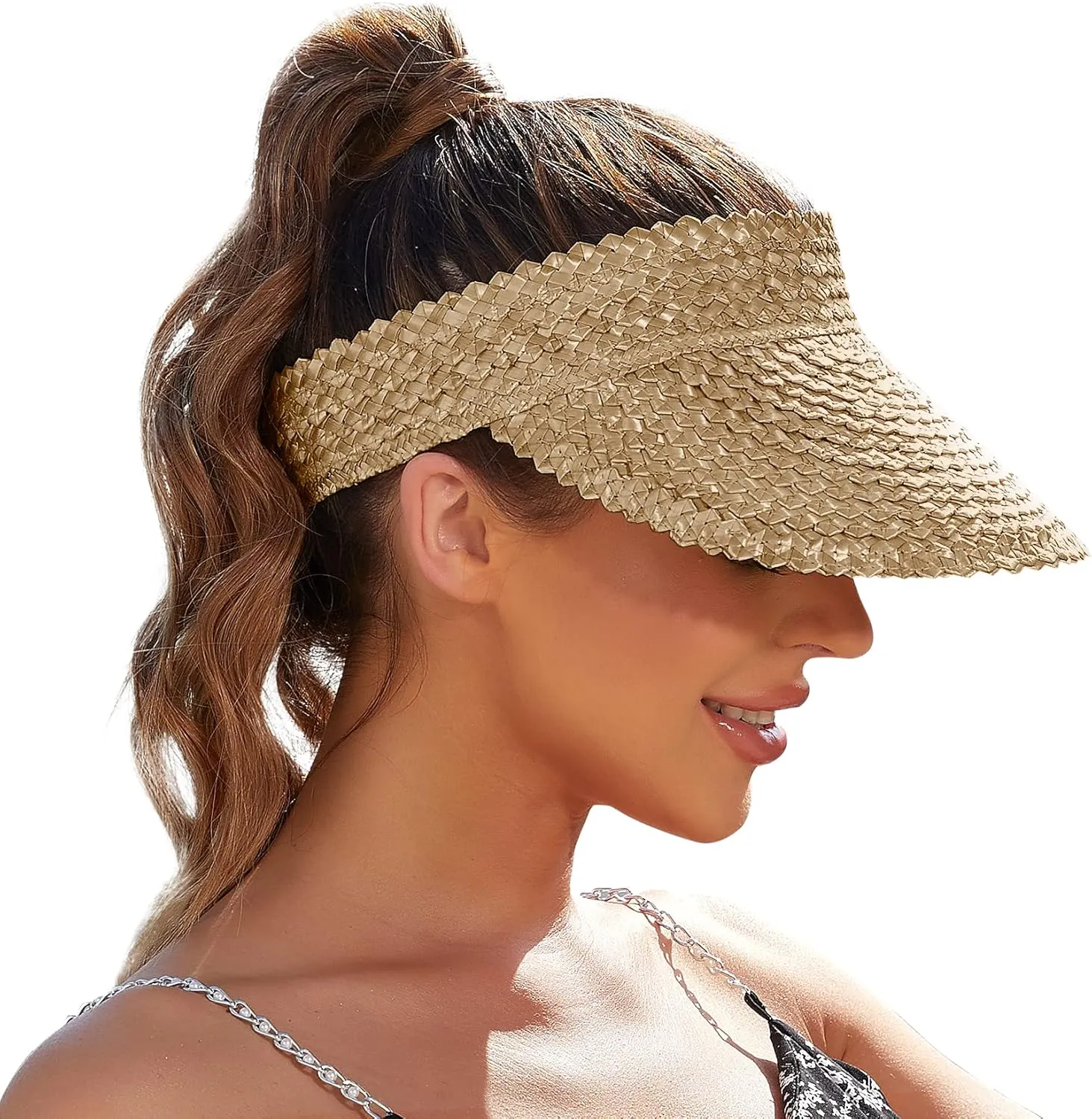 Straw Sun Visors & Hats for Women - Packable Beach Hats, Handmade, Sun Protection