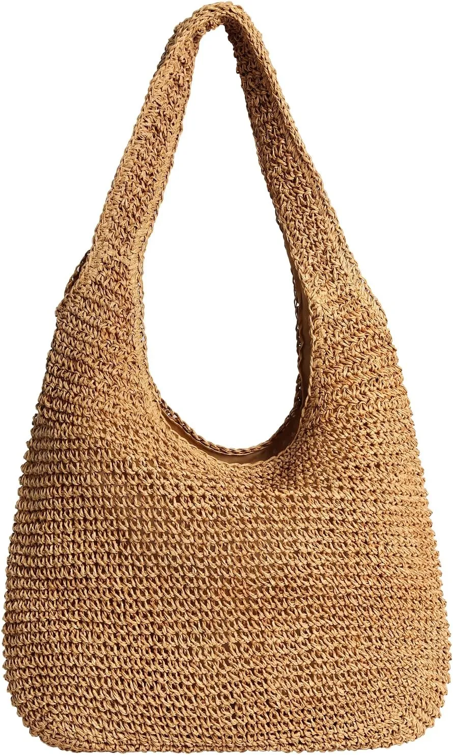 Straw Tote Bag for Women Summer Woven Beach Bag Handmade Shoulder Bag Rattan Handbag