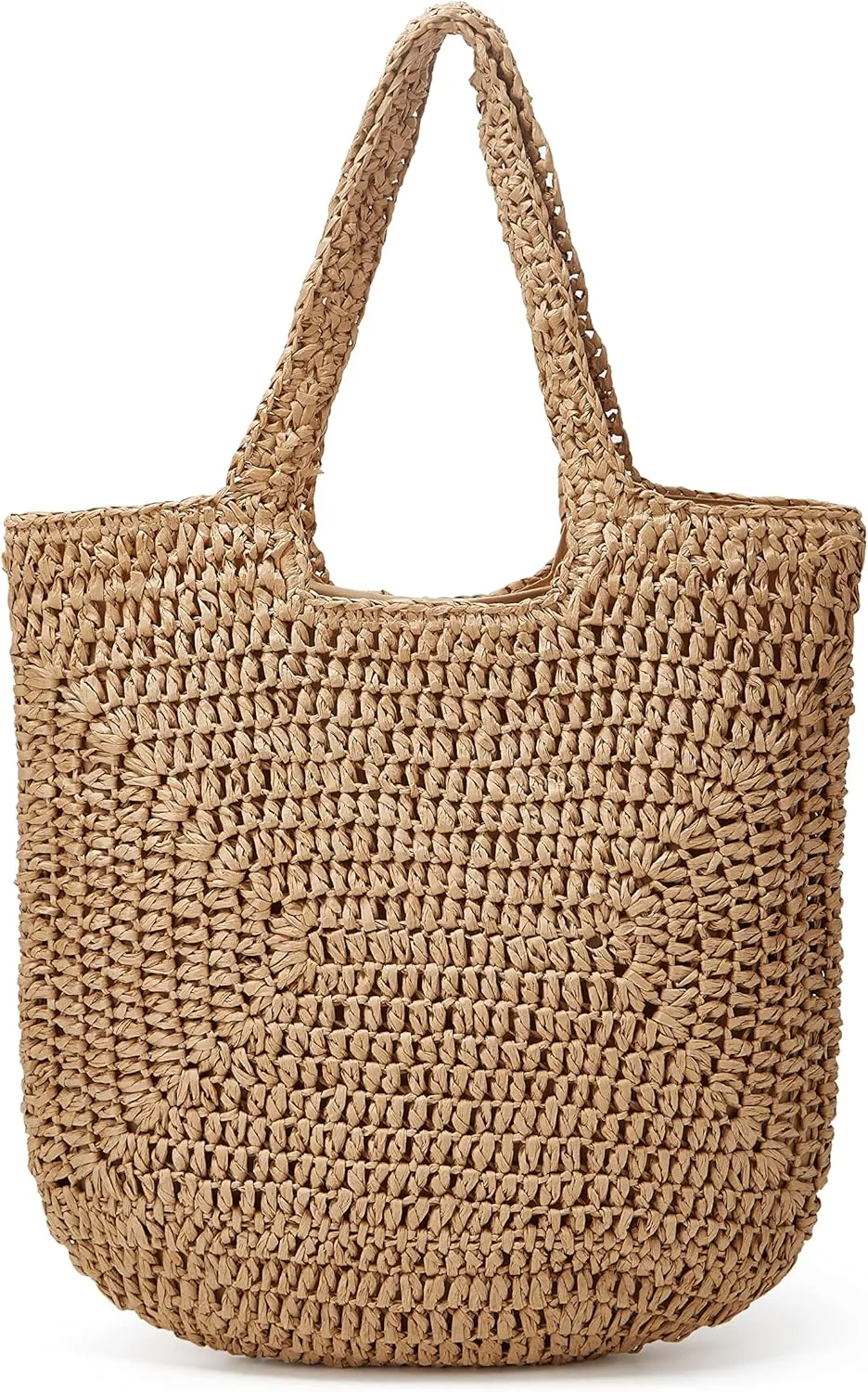 Straw Tote Bag for Women Woven Beach Handbag Handmade Crochet Casual Straw Shoulder Bags Summer Bohemian Hobo Bags