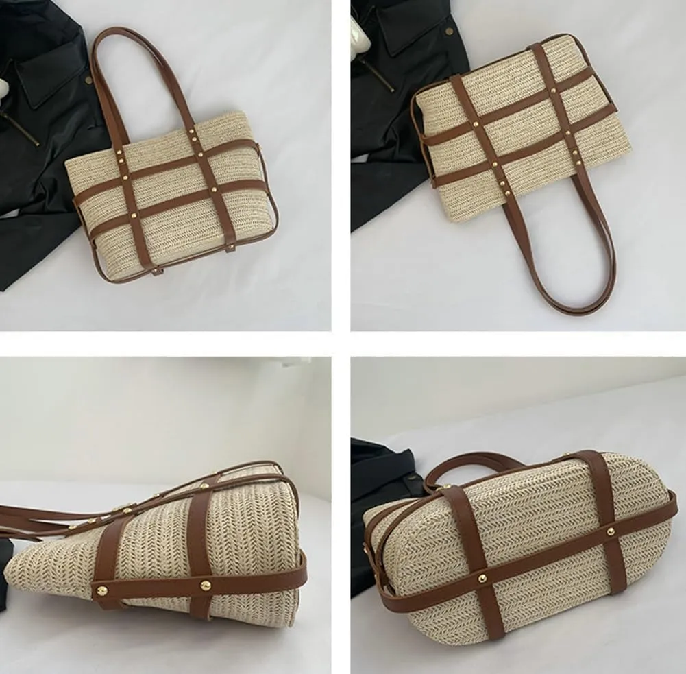 Straw Tote Bag for Women Woven Carryall Bag Large Hobo Bag Handmade Beach Bag Shoulder Bag Summer Holiday Travel 2024