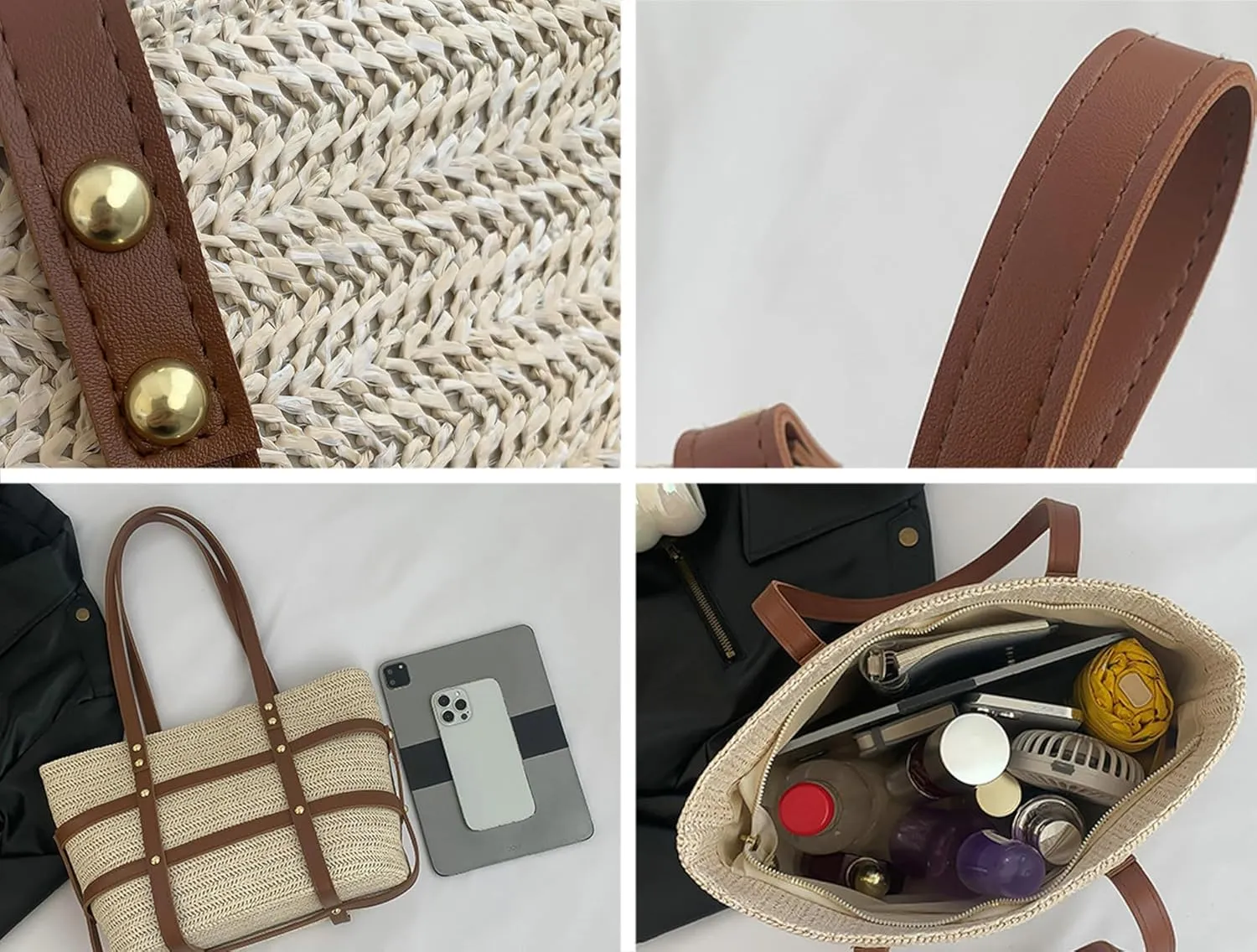 Straw Tote Bag for Women Woven Carryall Bag Large Hobo Bag Handmade Beach Bag Shoulder Bag Summer Holiday Travel 2024