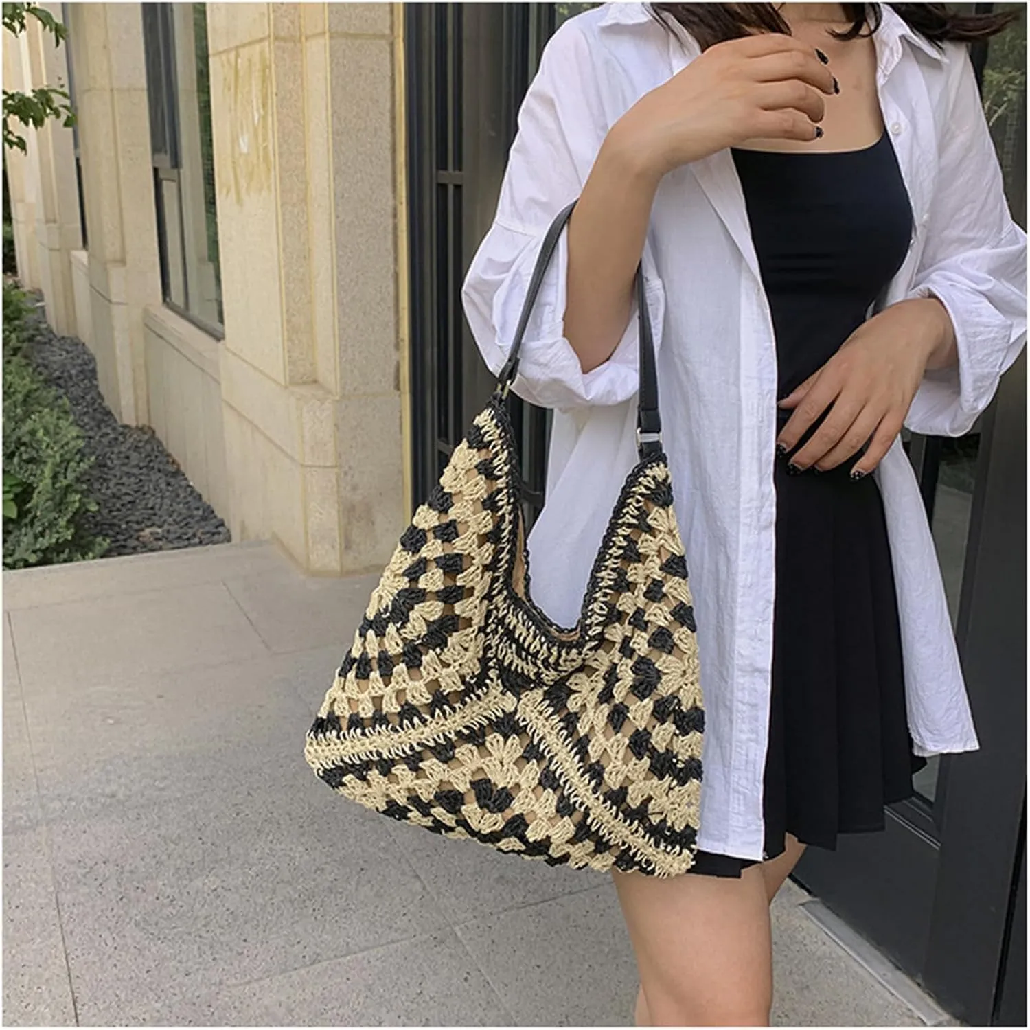 Straw Tote Bags For Women, Vintage Hobo Bag, Designer Large Beach Bag Shoulder Everything Handbag Holiday Summer