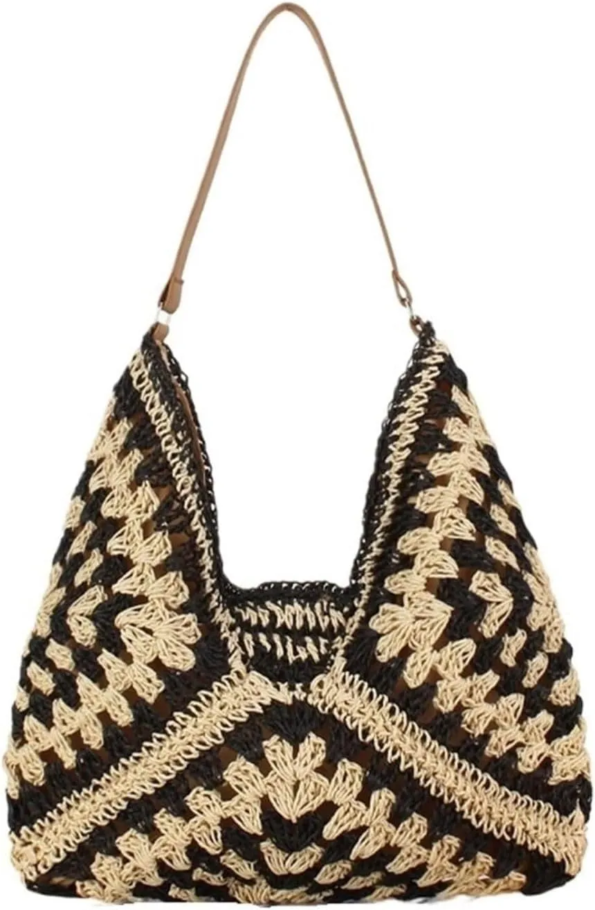 Straw Tote Bags For Women, Vintage Hobo Bag, Designer Large Beach Bag Shoulder Everything Handbag Holiday Summer