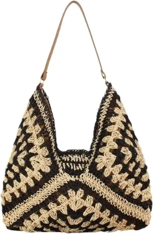 Straw Tote Bags For Women, Vintage Hobo Bag, Designer Large Beach Bag Shoulder Everything Handbag Holiday Summer