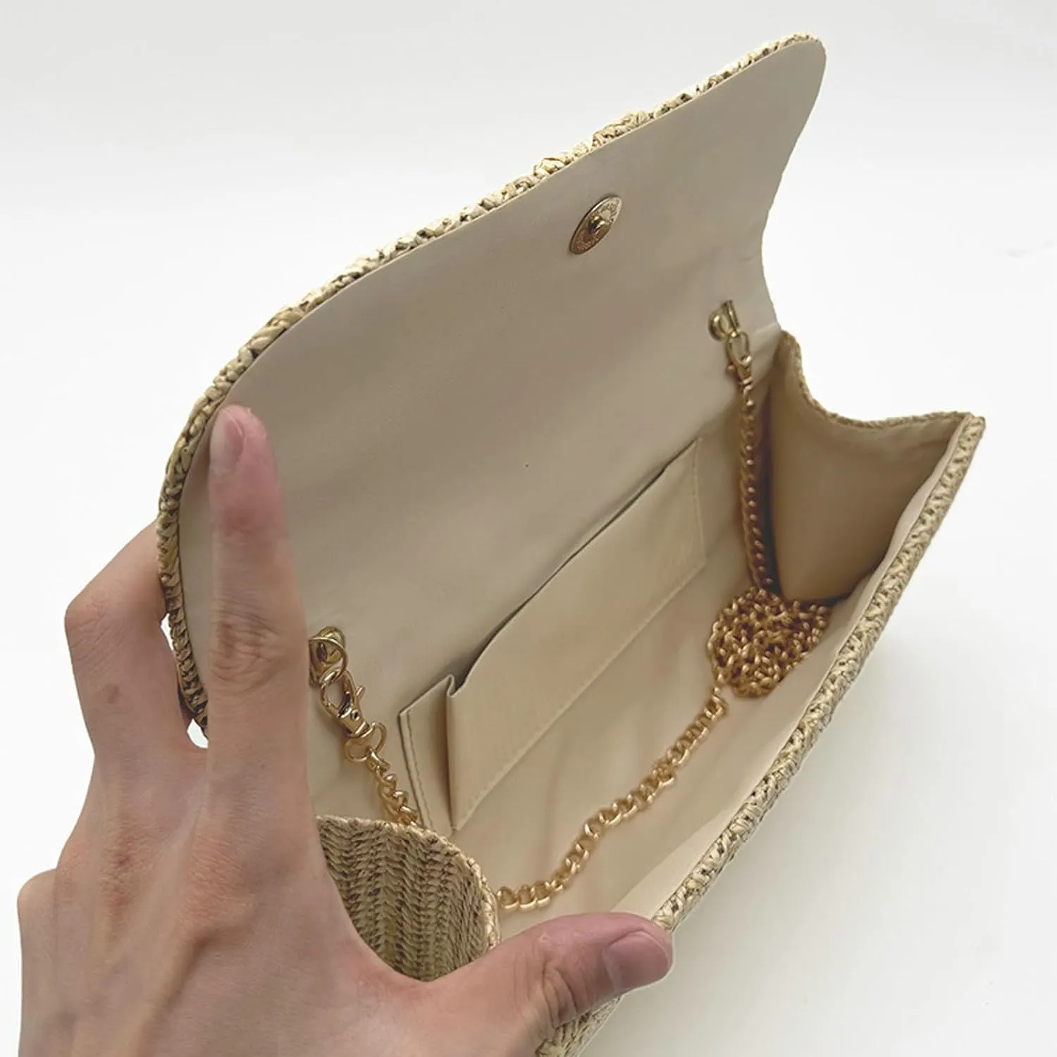 Straw Woven Clutch Purse 2025 Summer Boho Evening Handbag Chain Crossbody Bag Flap Envelope Vacation
