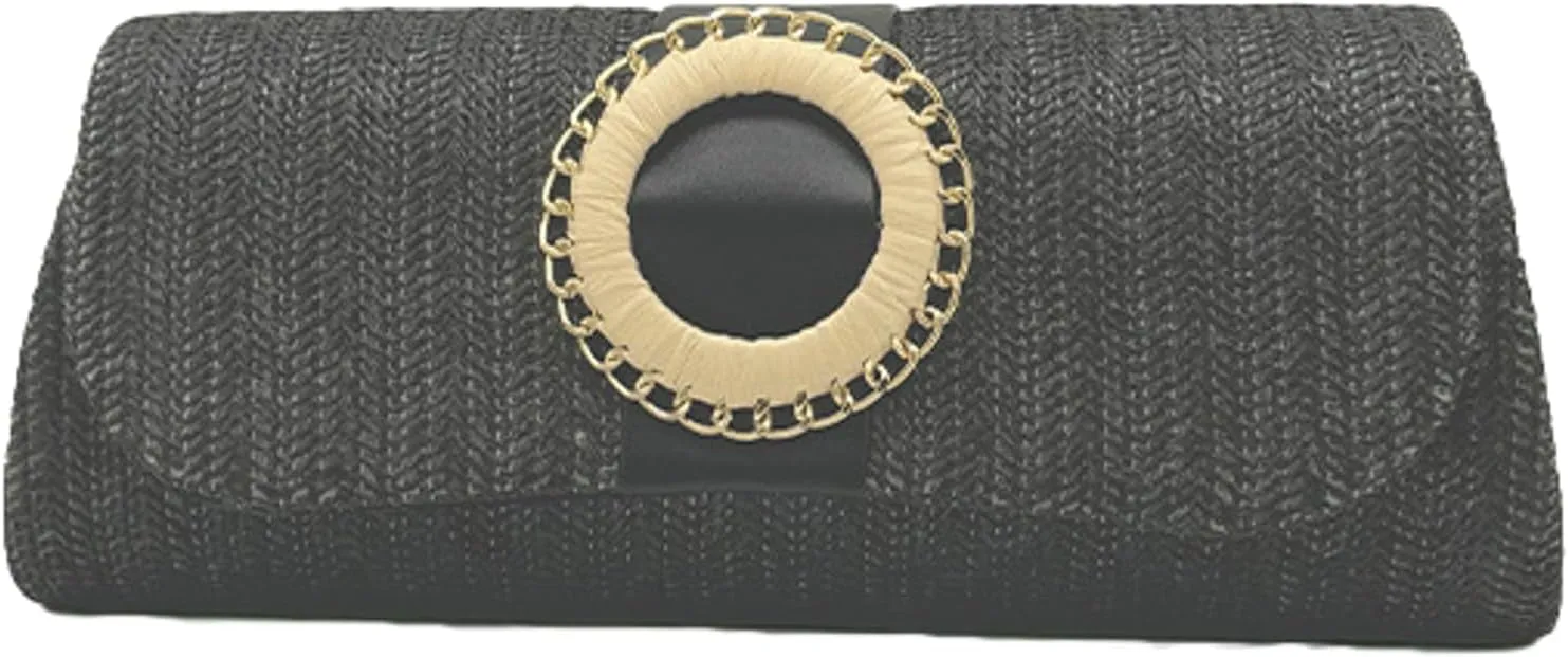 Straw Woven Clutch Purse 2025 Summer Boho Evening Handbag Chain Crossbody Bag Flap Envelope Vacation
