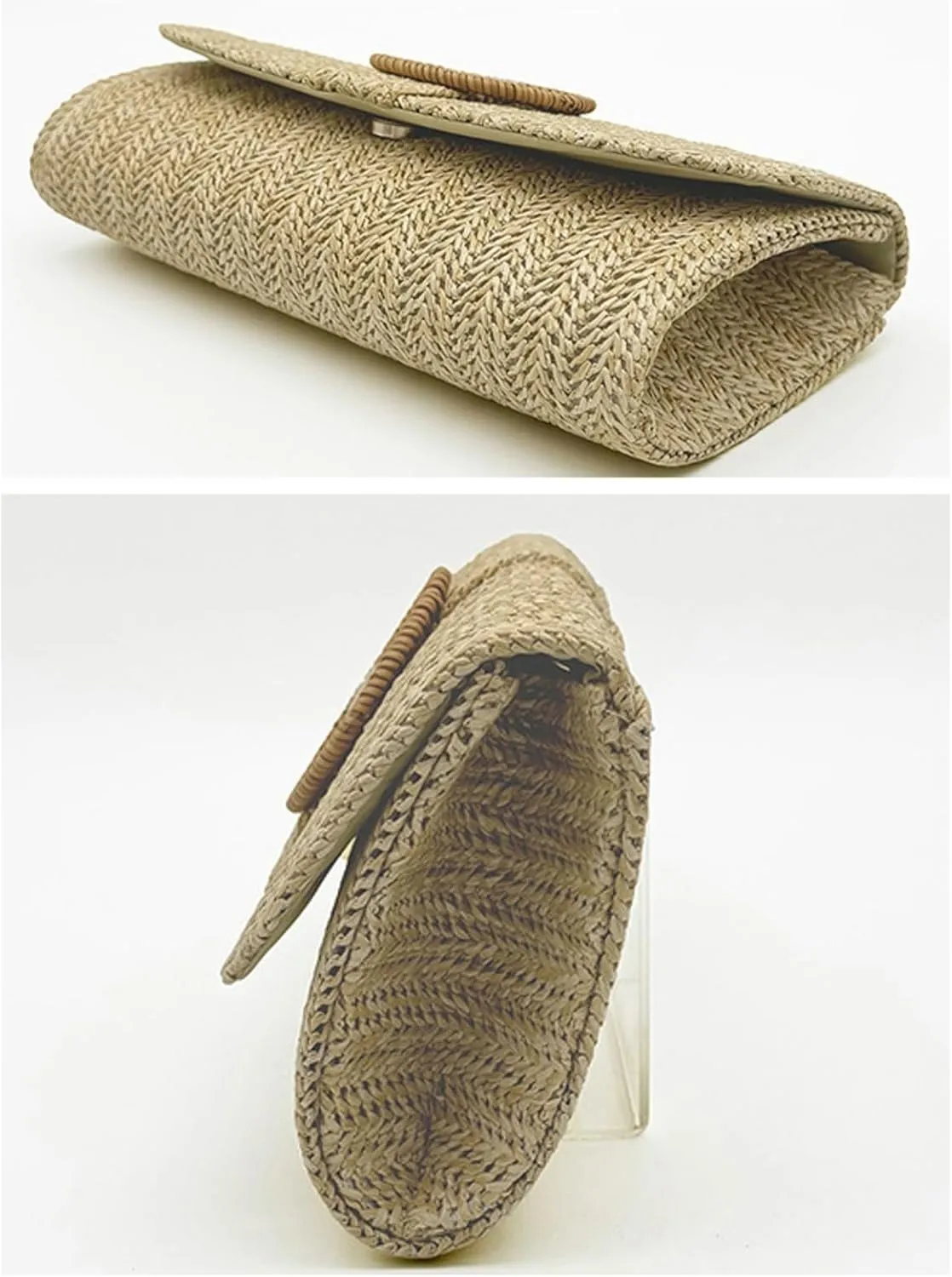 Straw Woven Clutch Purse 2025 Summer Boho Evening Handbag Chain Crossbody Bag Flap Envelope Vacation