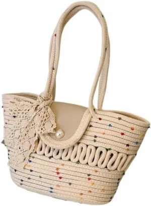 Straw Woven Tote Bag,Handbag Straw Woven Tote Bag, Shoulder Bags This Year's Popular Simple And Fashionable Silk Scarf New Woven Hand Shoulder Bag straw bags
