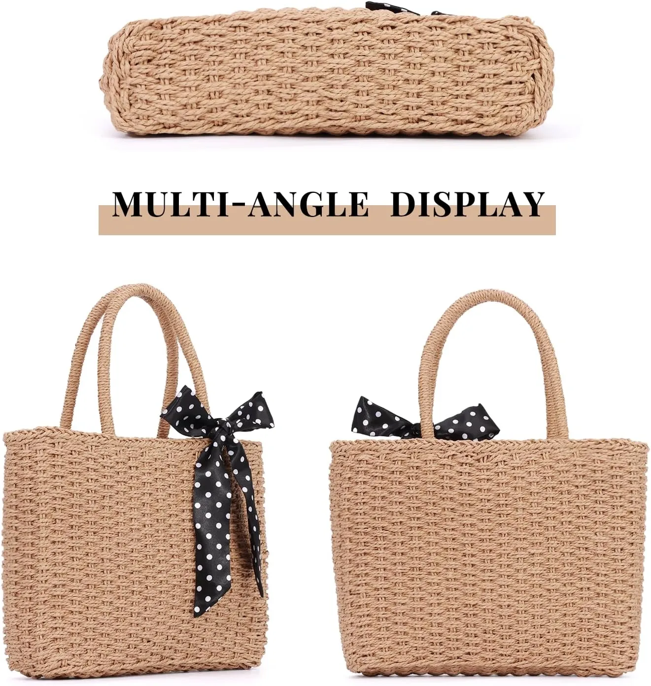 SUKUTU Straw Top-handle Handbag for Women Summer Beach Ratten Tote Bag Handmade Weaving Satchel