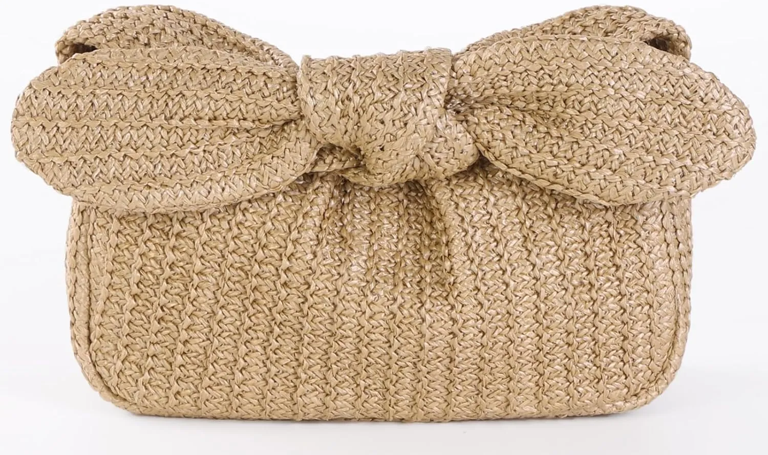 Summer Clutch Purses Women 2025 Knot Bow Top Handle Straw Crescent Handbag Vacation Beach Wallets Casual Pouch