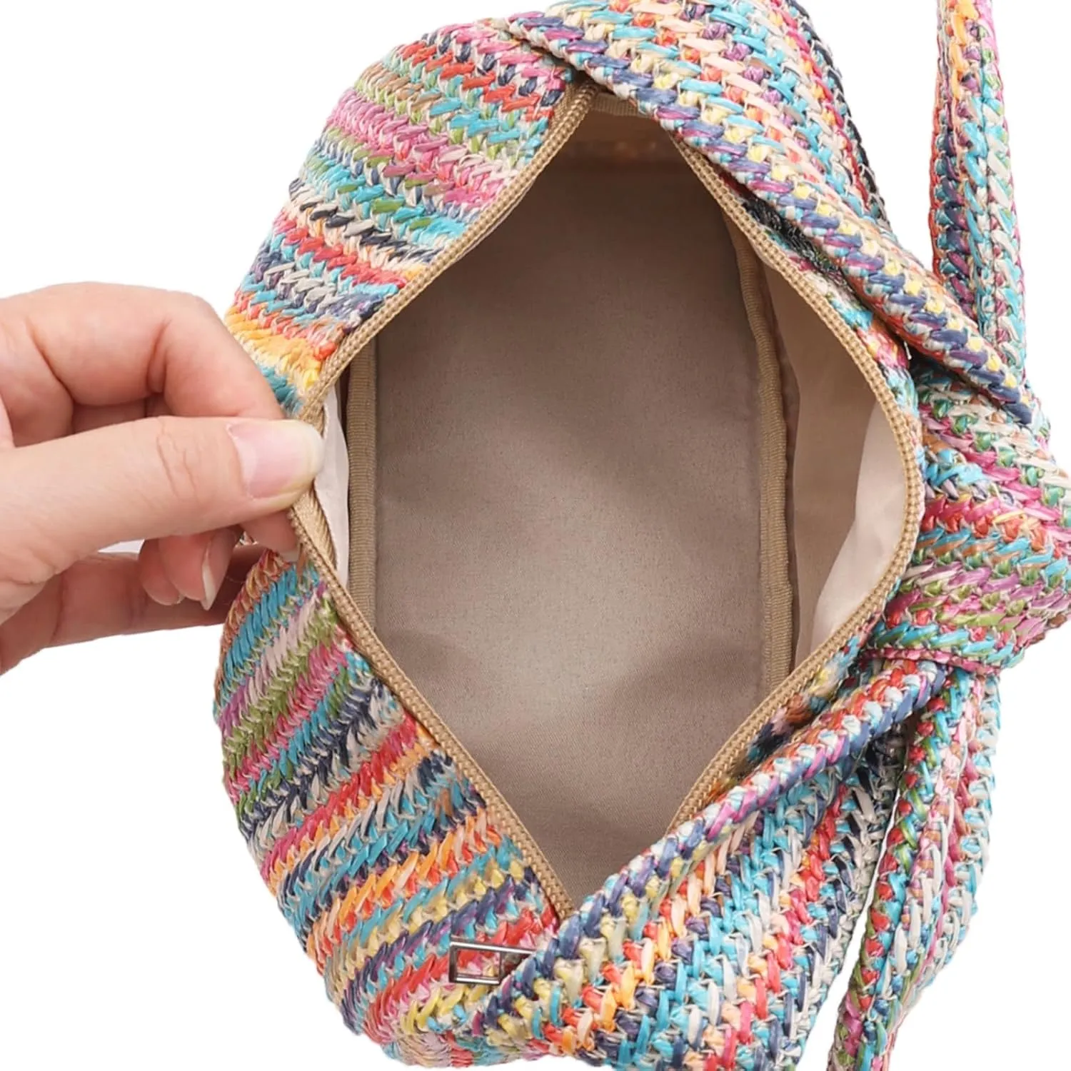 Summer Clutch Purses Women 2025 Knot Bow Top Handle Straw Crescent Handbag Vacation Beach Wallets Casual Pouch