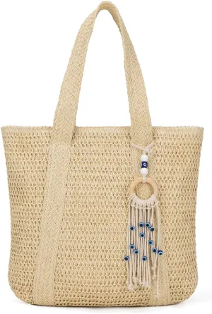 Summer Large Straw Bags For Women Travel Beach Totes Bag Woven Tote Handmade Shoulder Bag Handbag