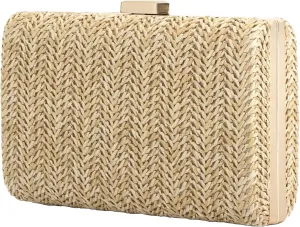 Summer Straw Clutch Purses for Women, Raffia Woven Crossbody Handbags, Evening Bag for Party Wedding