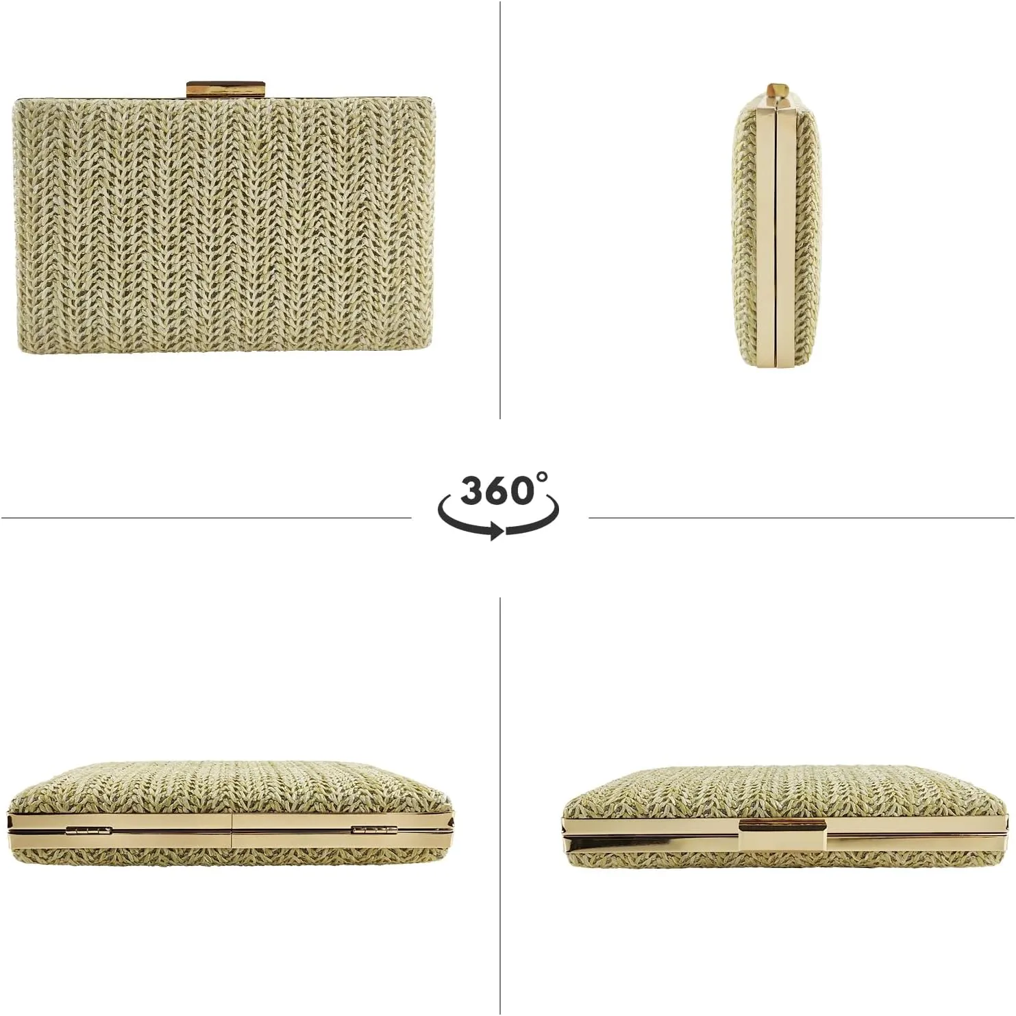 Summer Straw Clutch Purses for Women, Raffia Woven Crossbody Handbags, Evening Bag for Party Wedding