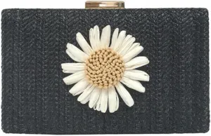 Sunflower Straw Clutch Purse for Women Summer Beach Purse Floral Woven Evening Clutch for Formal Party Travel