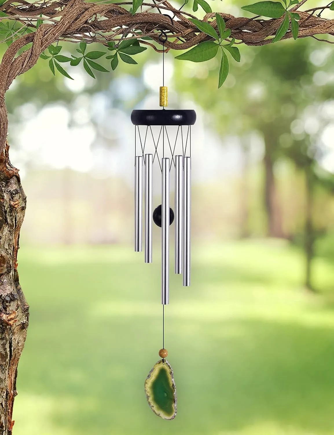 Sunset Vista Designs 93259 Natural Stone Wind Chime, 20-Inches, Green Agate
