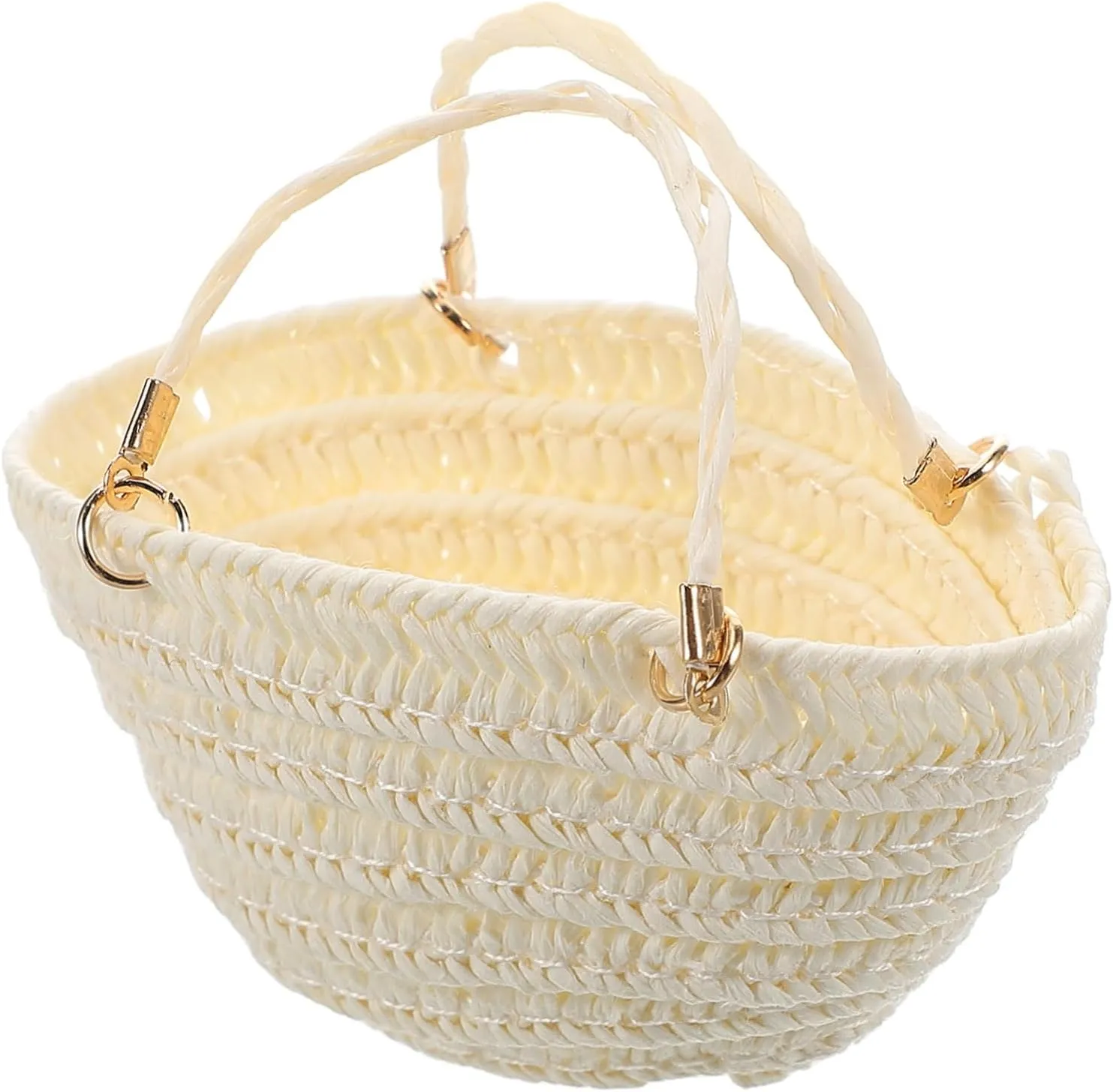 SUPVOX Dollhouse Mini Straw Bag Shoulder Bag Miniature Shopping Bucket Woven Tote for Women