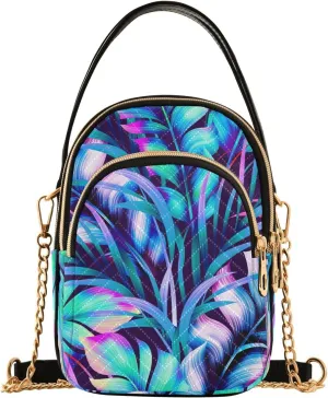 susiyo Exotic Leaves Small Crossbody Bags Shoulder Bag for Women Multi Zipper Stylish Ladies Messenger Bags Phone Purse Handbag Wallet