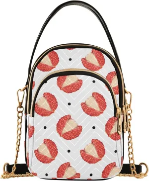 susiyo Exotic Lychee Fruit Small Crossbody Bags Shoulder Bag for Women Multi Zipper Stylish Ladies Messenger Bags Phone Purse Handbag Wallet