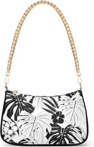 susiyo Shoulder Bag for Women Exotic Tropical Leaves Small Shoulder Purse Bags Cute Hobo Tote Handbag Mini Clutch Purse