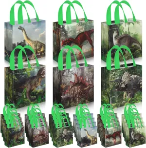 Sweetude 40 Pcs Dinosaur Gift Party Favor Bags with Handle, Dino Non Woven Goodie Bags Dinosaur Birthday Favor for Boys Girls Birthday Baby Shower Supplies(Dinosaur)