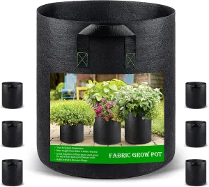 Tall Grow Bags, 6-Pack 10 Gallon Grow Pots with Handles, Improved 320G Thickened Aeration Fabric Deep Plant Growing Bags, Designed for Indoor/Outdoor Vegetables and Flowers, Classic Black