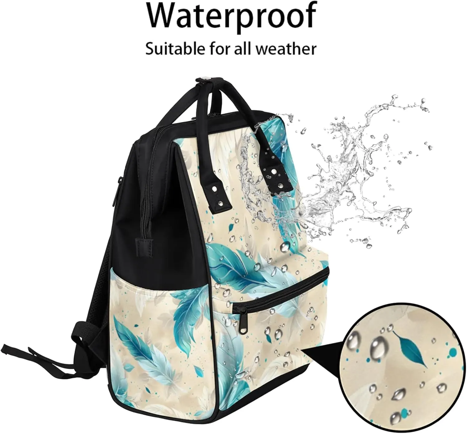 Tavisto Soft Feather Dreams Double Shoulder Mommy Bag for Women, Polyester Large Capacity Diaper Backpack with Multi Pockets, Waterproof Adjustable Straps Diaper Bag for Moms Dads, 11''×7''×15.7''