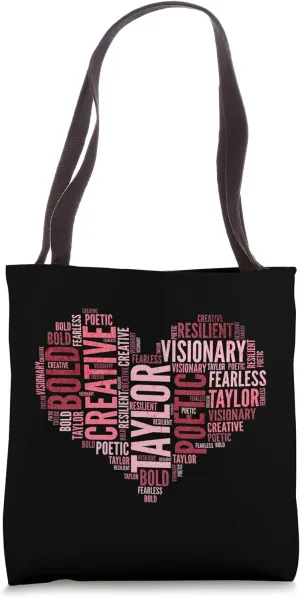 Taylor Fan Heart Word Cloud T Bold Fearless Creative Tote Bag