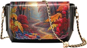 Tea and Lemons on Black Shoulder Bag with Pockets, Women's Crossbody Bags, Leather Bag for Women Crossbody