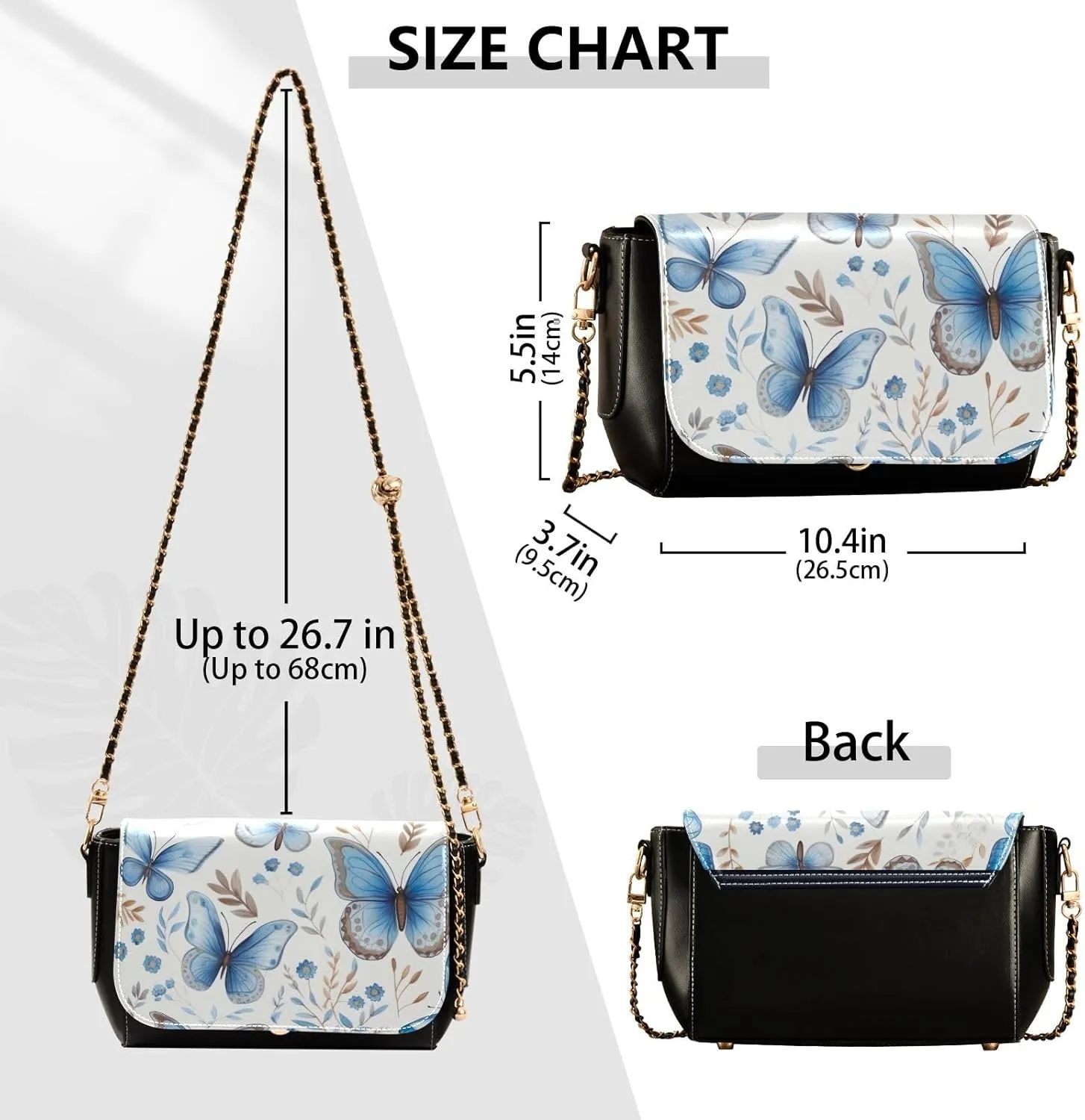Tea and Lemons on Black Shoulder Bag with Pockets, Women's Crossbody Bags, Leather Bag for Women Crossbody