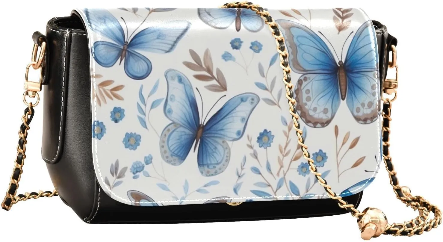 Tea and Lemons on Black Shoulder Bag with Pockets, Women's Crossbody Bags, Leather Bag for Women Crossbody