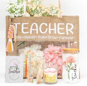 Teacher Appreciation Gifts for Women,Cool Thank You Teacher Gifts,Tote Bag Glass Cup Gift for Teachers