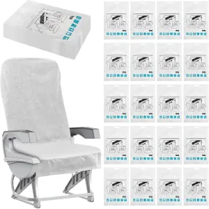 Tebery 20 Pack Disposable Airplane Seat Covers, Portable Non-Woven Car Seat Cover for Travel, Individually Wrapped Public Seat Protector for Train, Bus, Office, Movie Theatre, Rental Car, Chair