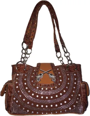 Texas West Women's Premium Buckle 3D Pistols Shoulder Handbag in 6 colors