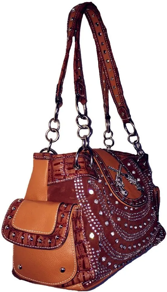 Texas West Women's Premium Buckle 3D Pistols Shoulder Handbag in 6 colors