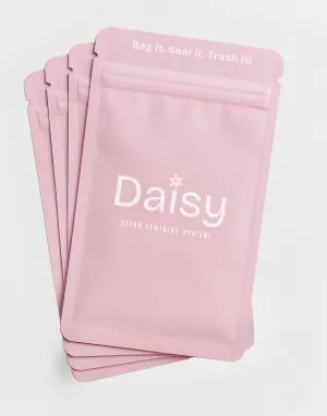 The Daisy Pouch (50 Count) | Discreet, Odor Proof, Leak Proof Feminine Hygiene Disposal Bags | Disposal Bags for Tampons, Pantyliners and Wipes | Feminine Hygiene Care for Women and Teen Girls