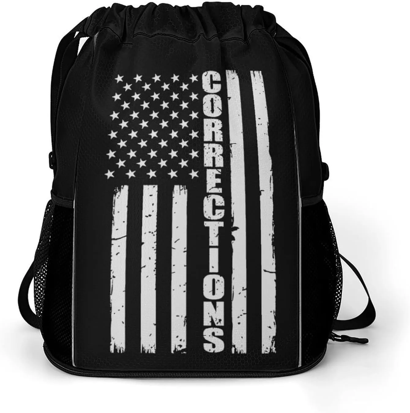 Thin Silver Line Flag Corrections Officer Supporter Gym Bag Workout Gym Backpack with Shoe Compartment Sports Bags for Women Men