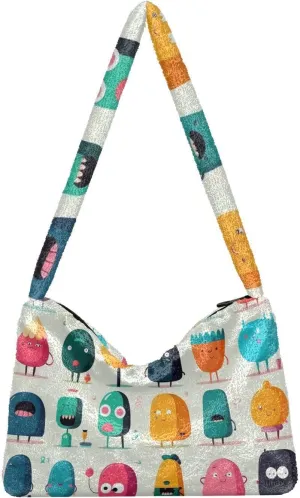 Three Tulips Plush Bag, Crossbody Bookbag for Women, Autumn Handbags