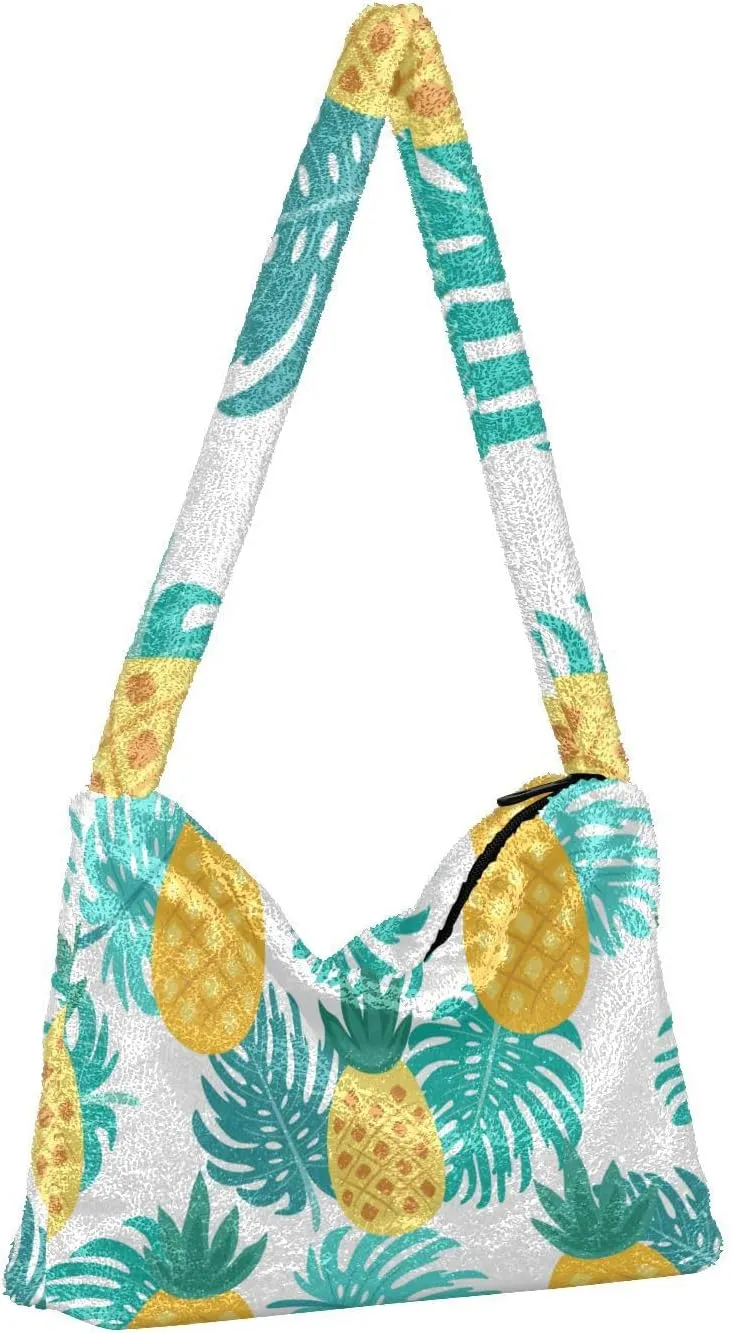 Three Tulips Plush Bag, Crossbody Bookbag for Women, Autumn Handbags